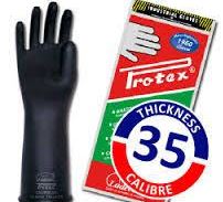 Guante de jebe negro PROTEX Calibre 35