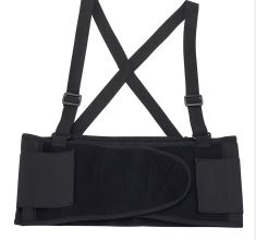 Faja lumbar de poliéster negro con tirantes