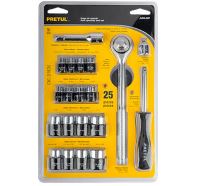 juego ratchet y dados 22 piezas encastre 1/4 PRETUL 23980