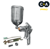 Pistola de gravedad vaso de Aluminio C&A con accesorios (pistola pintar)