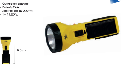 Linterna Recargable Solar CON PILA AA HOME LIGHT