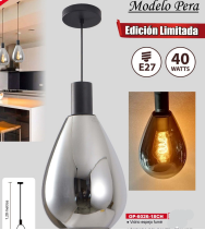 Lampara Led Colgante de Vidrio tipo pera OPALUX 18cm x 1.20 cm OP-6026-18CH