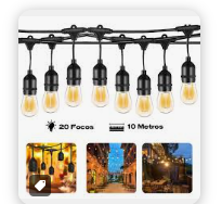 Guirnalda 10 Mtrs + 20 focos 5w - focos decoracion- soquet