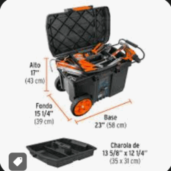 Caja de herramientas 23 x 17 pulg Con Ruedas TRUPER ( no incluye herramientas)