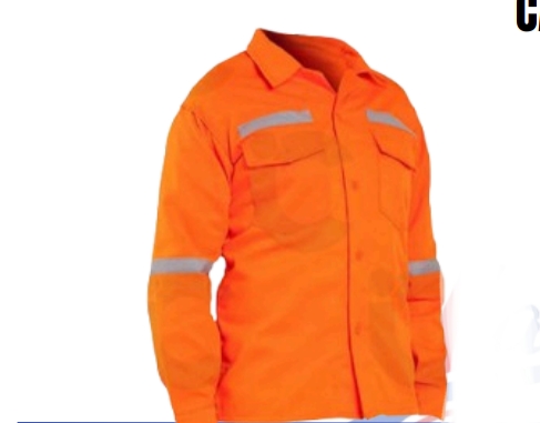 Camisa Drill con Cinta Reflectiva NARANJA