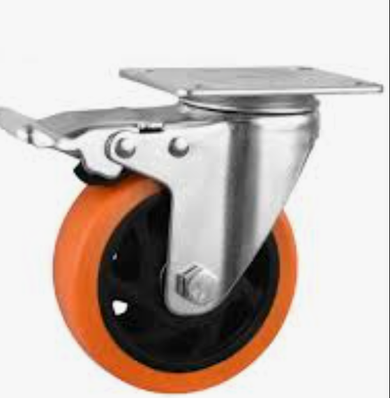 Rueda Industrial Naranja 3" CON FRENO garrucha