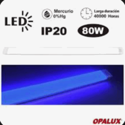 Fluorescente Slim LED pavonado 80w OPALUX color Azul - florescente