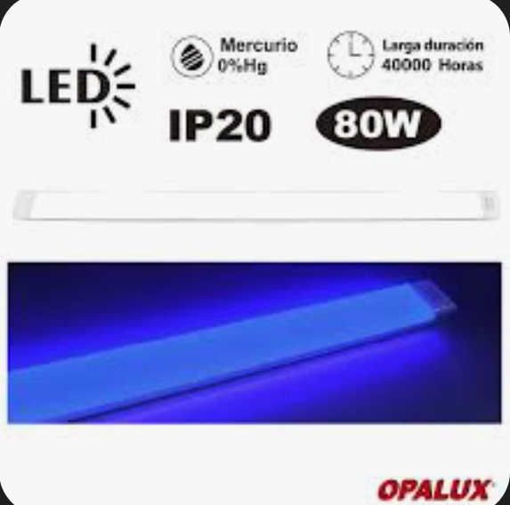 Fluorescente Slim LED pavonado 80w OPALUX color Azul - florescente