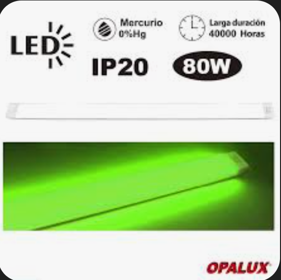 Fluorescente Slim LED pavonado 80w OPALUX color Verde - florescente