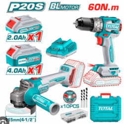 Taladro Percutor de impacto 60NM + Esmeril Amoladora Angular 4 ½” 20V BRUSHLESS TOTAL / TCKLI20273