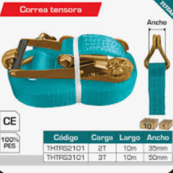 Correa Faja Tensora carro con Ratchet 10 MTRS 3 Toneladas TOTAL THTRS3101