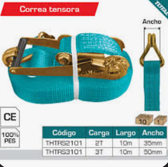 Correa Faja Tensora carro con Ratchet 10 MTRS 3 Toneladas TOTAL THTRS3101