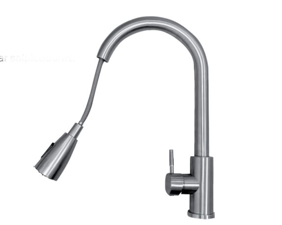 Caño para cocina monocomando para mesa o mueble tipo ganso cisne RETRACTIL VALMAX