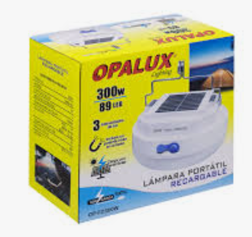 Lampara foco recargable y solar 300w OPALUX