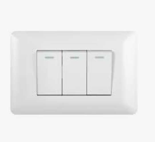 Interruptor Triple BLANCO tipo ALUMINIZADO ABATRON FC26