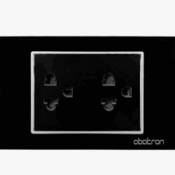 Tomacorriente Doble NEGRO CRISTAL DORADO tipo ALUMINIZADO ABATRON FC26