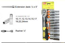 Juego DADO TUBULAR 1/2 X 12 piezas DELTA