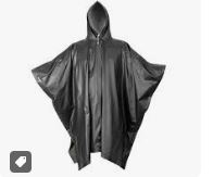 Poncho Poliester Enjebado Negro 50 x 80 Con Capucha PROTEK-TOR