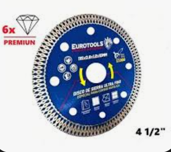 Disco Diamantado Ultra Fino 4 1/2 ceramica mayolica Azul EUROTOOLS