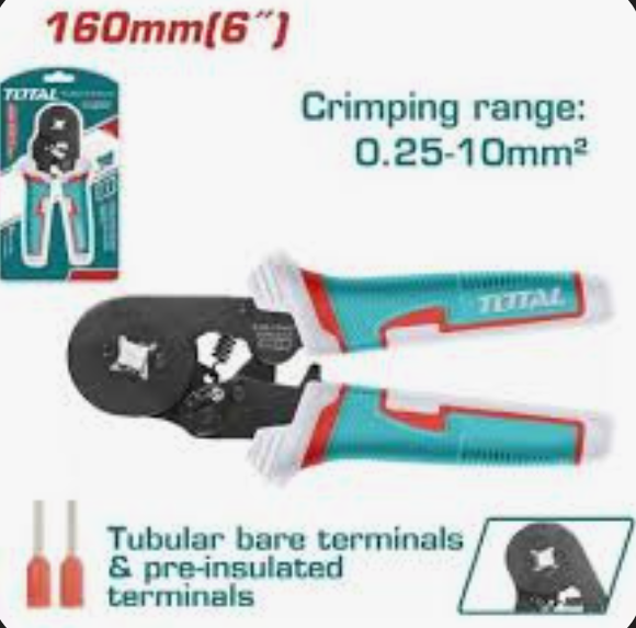 Alicate crimpador de terminales 6" TOTAL - ponchadora, grimpeador