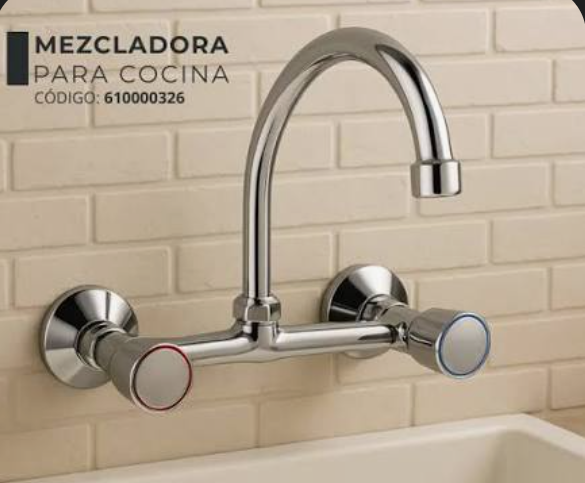 Mezcladora de cocina cromada RIGIDA TREBOL