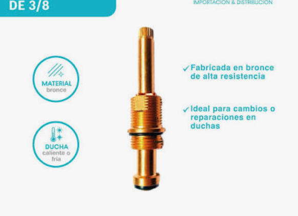 Vastago repuesto para Mezcladora o llave de Ducha 3004-F TREBOL - VAINSA 3/8