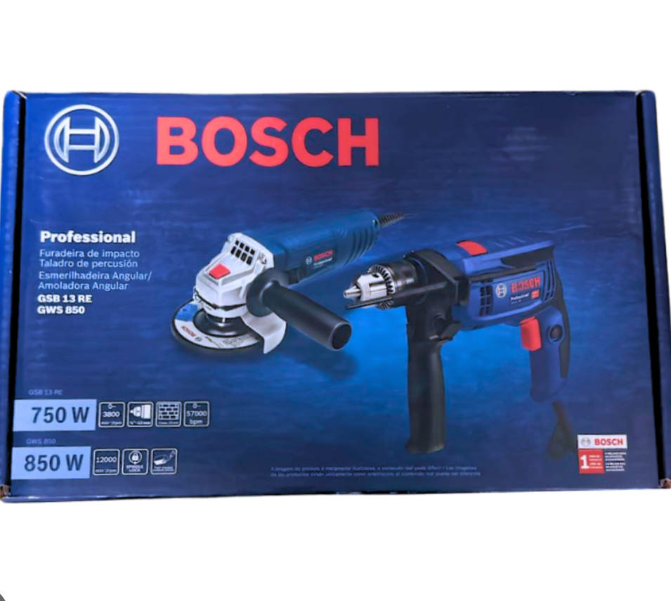 PACK Taladro 750w Gsb13 + Amoladora GW 850w BOSCH en Caja