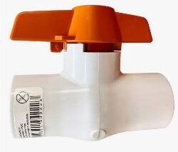 Llave de paso 1/2 PVC con Rosca 150PSI PCP - Valvula esferica NARANJA