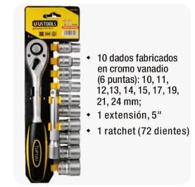 Juego dados 12 PCS 1/2 + RATCH UYUSTOOLS