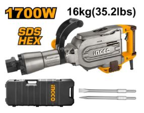 Martillo Demoledor INGCO 1700w Hexagonal 45 Joules 16 KG
