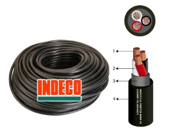Cable Vulcanizado de cobre 3x12 AWG trifasico INDECO NEGRO