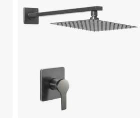 Llave ducha Monocomando Negro ONICE + Cabeza Cuadrada APACHE - Mezcladora