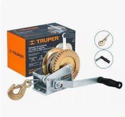 Tensor Malacate de manivela 650 kg con cable TRUPER - winche tecle