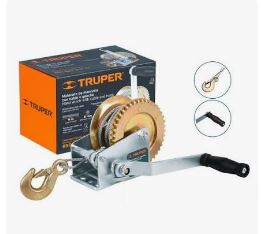 Tensor Malacate de manivela 650 kg con cable TRUPER - winche tecle