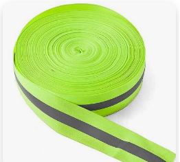Cinta reflectiva textil VERDE CON PLOMO 2"