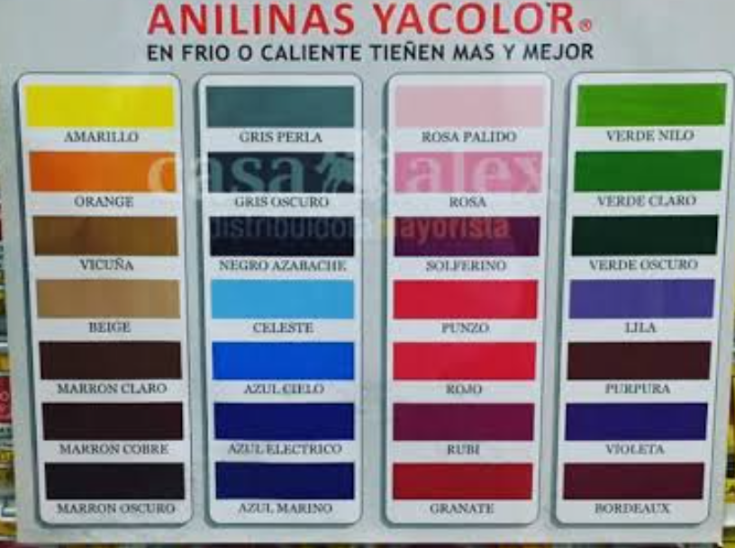 Anilina de colores para teñir LUCERO