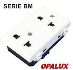 Dado toma doble universal con toma tierra CON PROTECCION Opalux BM138TR