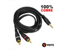 Extensor "voyz" 2 rca plug a plug stereo chico 3.5mm 1.80 mts. Digital amarillo c/conectores gold (audio)