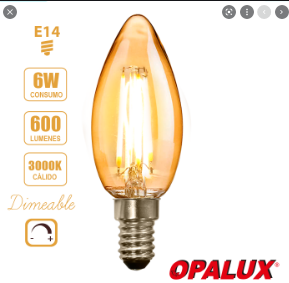 foco led CALIDO vintage c35 6W OPALUX OP-C35DIM6 NACARADO DIMMABLE