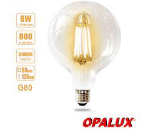 foco led BLANCO vintage G80 8W OPALUX OP-G8F70 E27