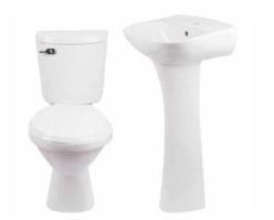 Inodoro FV ECUATORIANO con palanca + lavatorio + pedestal blanco (water o huater)