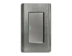 Interruptor Empotrable simple acero inoxidable Opalux OP-011 (Aluminizado)