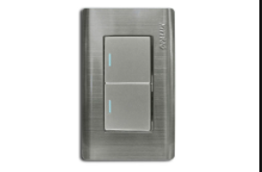 Interruptor Empotrable Doble acero inoxidable Opalux OP-SP02 (Aluminizado)