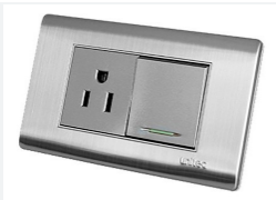 Interruptor y tomacorriente MIXTO Aluminizado ABATRON