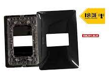 placa simple con soporte opalux NEGRO BM201.BLK (para interruptor o tomacorriente)