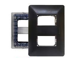 placa doble con soporte opalux NEGRO BM202.BLK (para interruptor o tomacorriente)