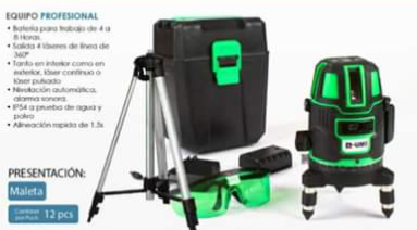 nivel laser 5 lineas SL532NM GREEN R-UMI + TRIPODE + 2 BATERIAS + CARGADOR