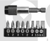 punta de desarmador 9pzs + adaptador para puntilla (punta desarmador para taladro)