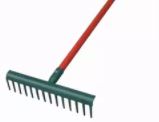 Rastrillo hechizo artesanal, 12 dientes azul MANGO PLATEADO de fierro ECONOMICO